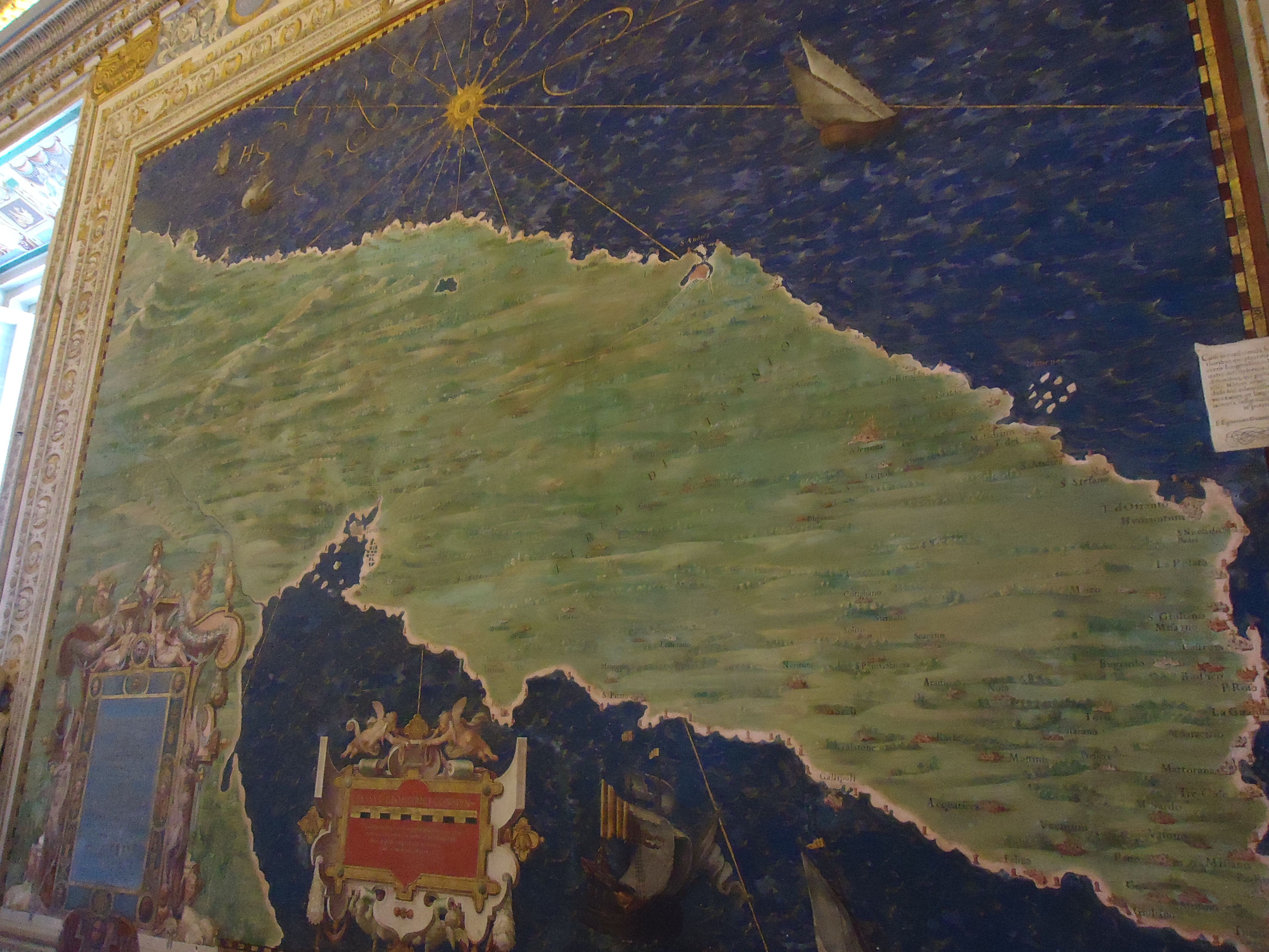 Landkaart in het Vaticaans museum - Rome