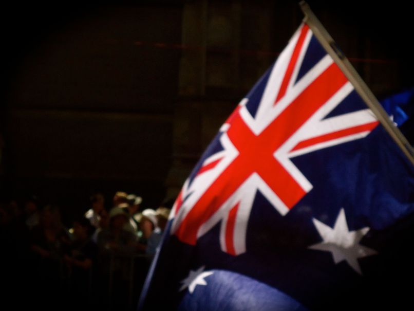 Australische vlag tijdens Australia Day parade