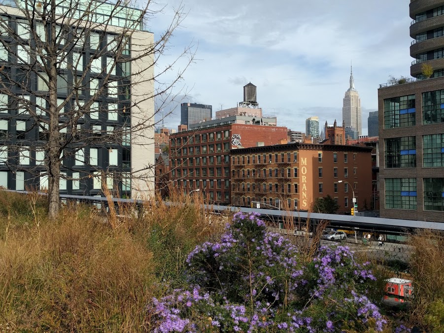 De High Line in de herfst met zicht op Empire State Building