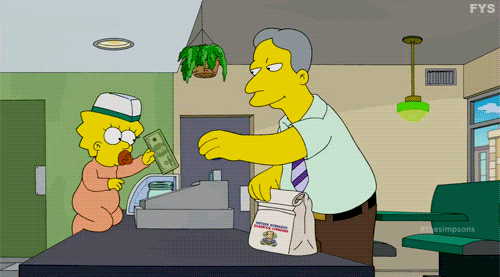 gif - The Simpsons, Maggy vraagt fooi