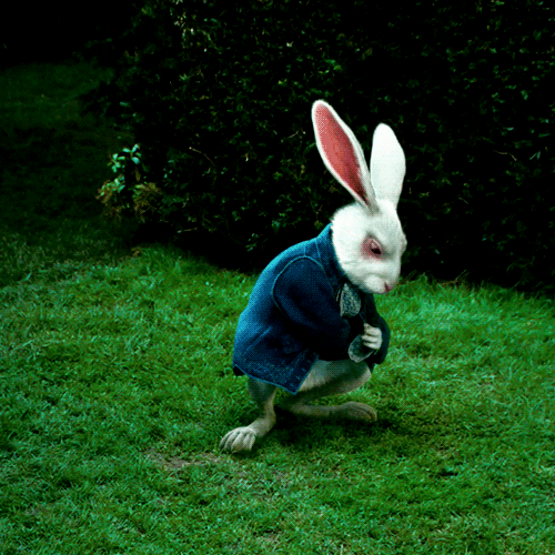 gif - konijn Alice in Wonderland met klok