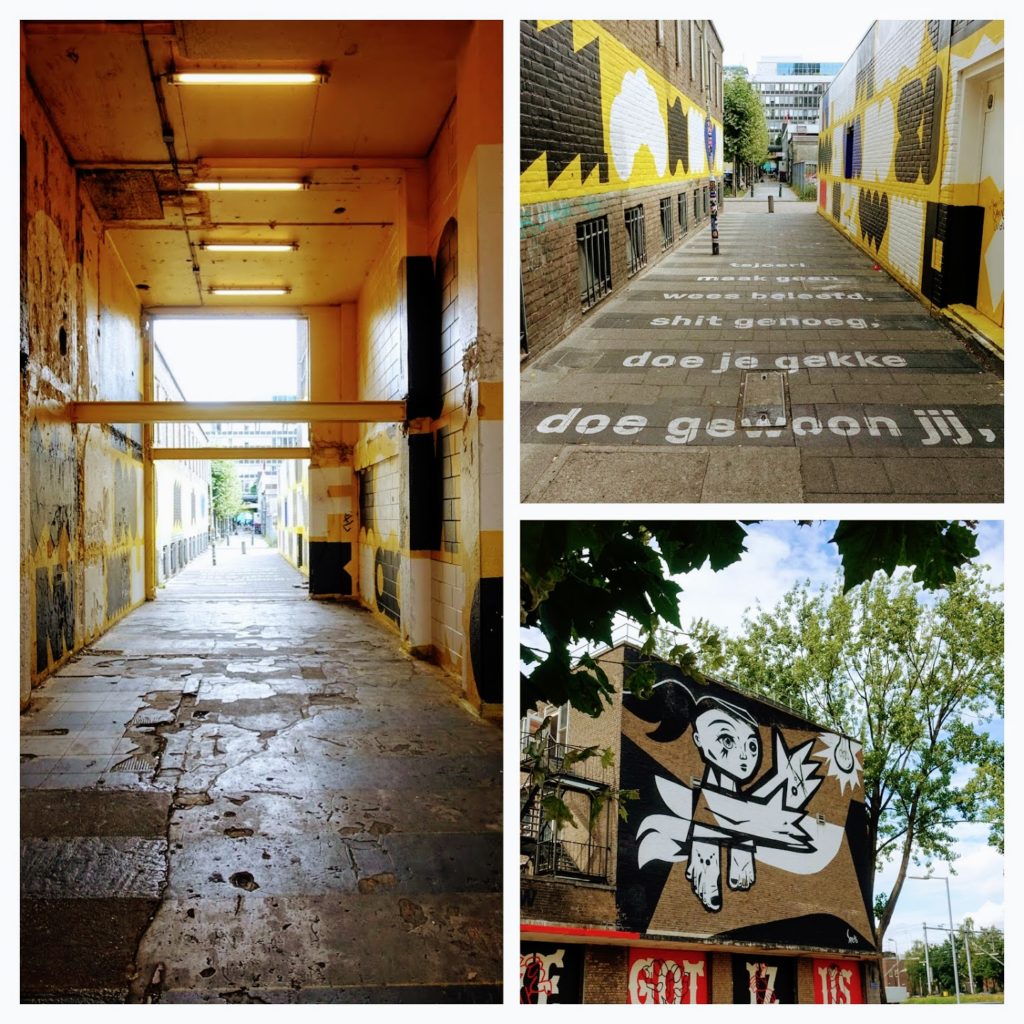 Start luchtsingel, mural meisje, "doe je gekke, doe gewoon jij" Rotterdam