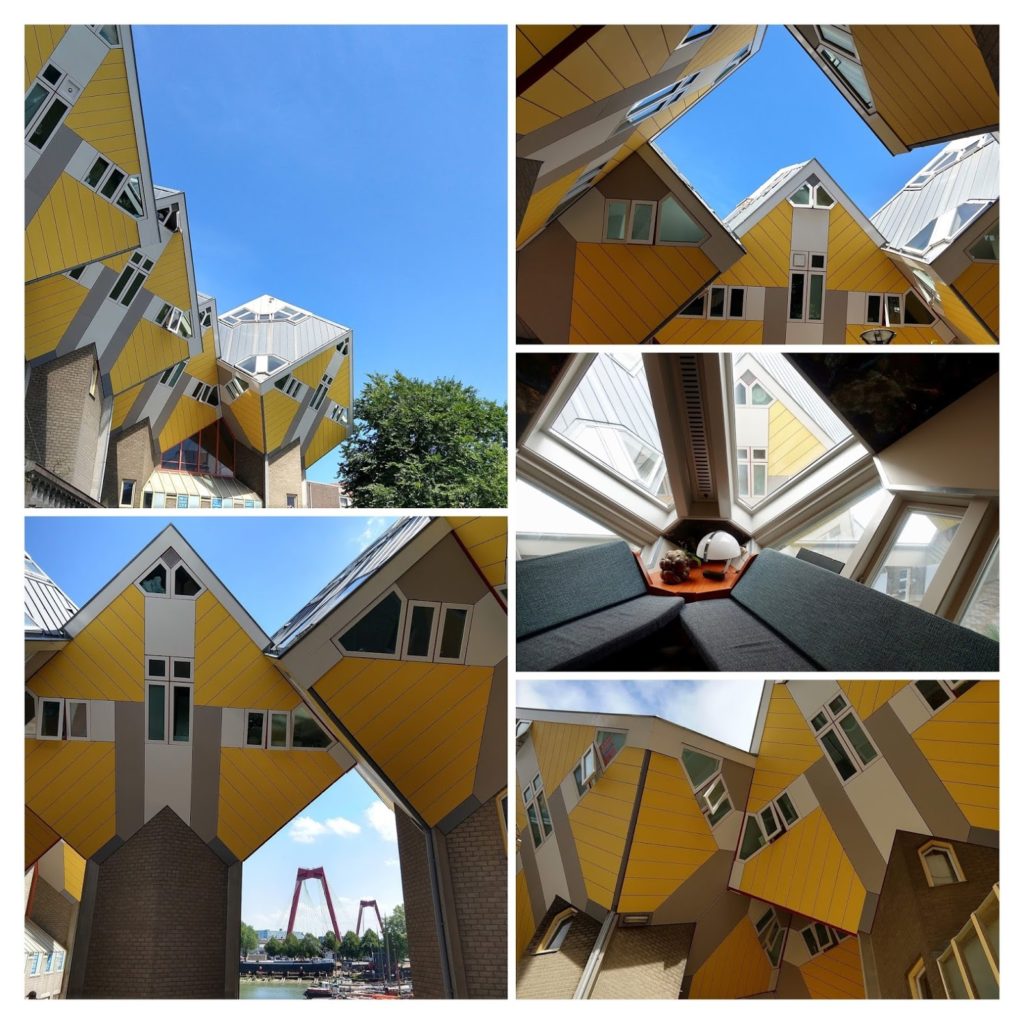 Fotocollage gele kubussen Rotterdam