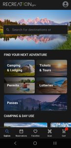 screenshot Recreation.gov homepage