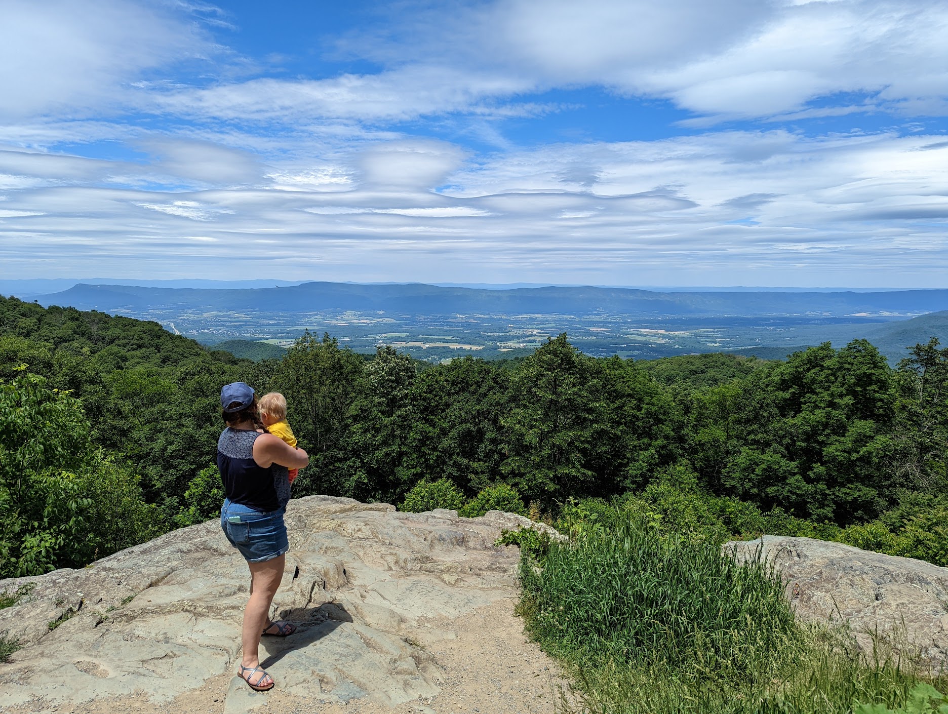 Davina from Latcho Drom Travel Blog with her son overlooking Shenandoah